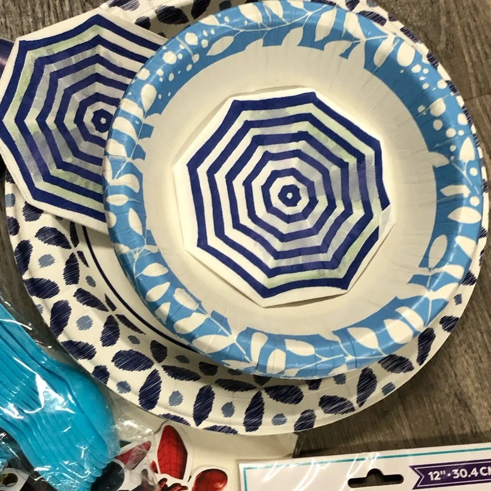 Spiderman Themed Party Supplies Set - Red and Blue